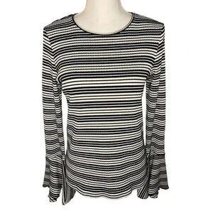 Zara Trafaluc‎ Women's Medium Black & White Striped Bell Sleeve Top